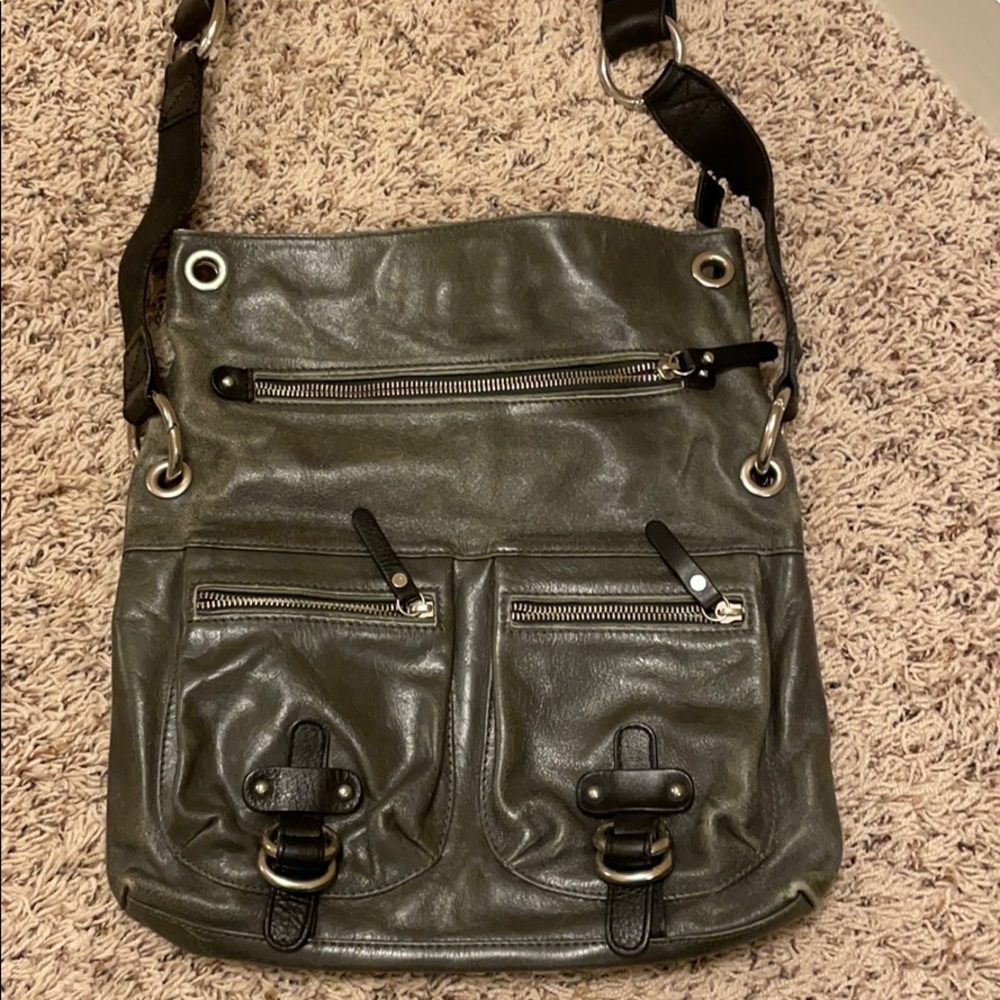 Tano Gray Foldable Leather Crossbody - Picture 1 of 6